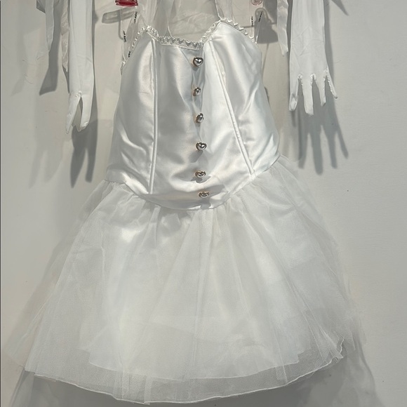 Dolls Kill Halter A Line sweetheart Mini Dress white with gloves large new w tag - Picture 4 of 8